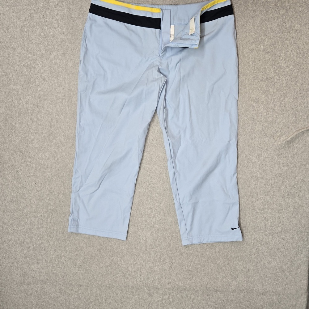 Nike Women Pants L Light Blue Cropped Capri Golf Y2K 31" Inseam
